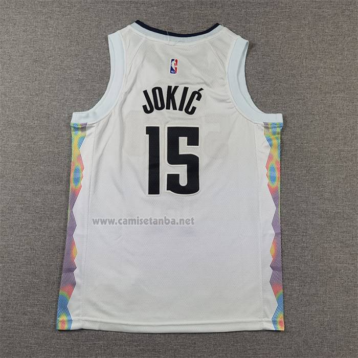 Camiseta Nino Denver Nuggets Nikola Jokic NO 15 Ciudad 2024-25 Blanco